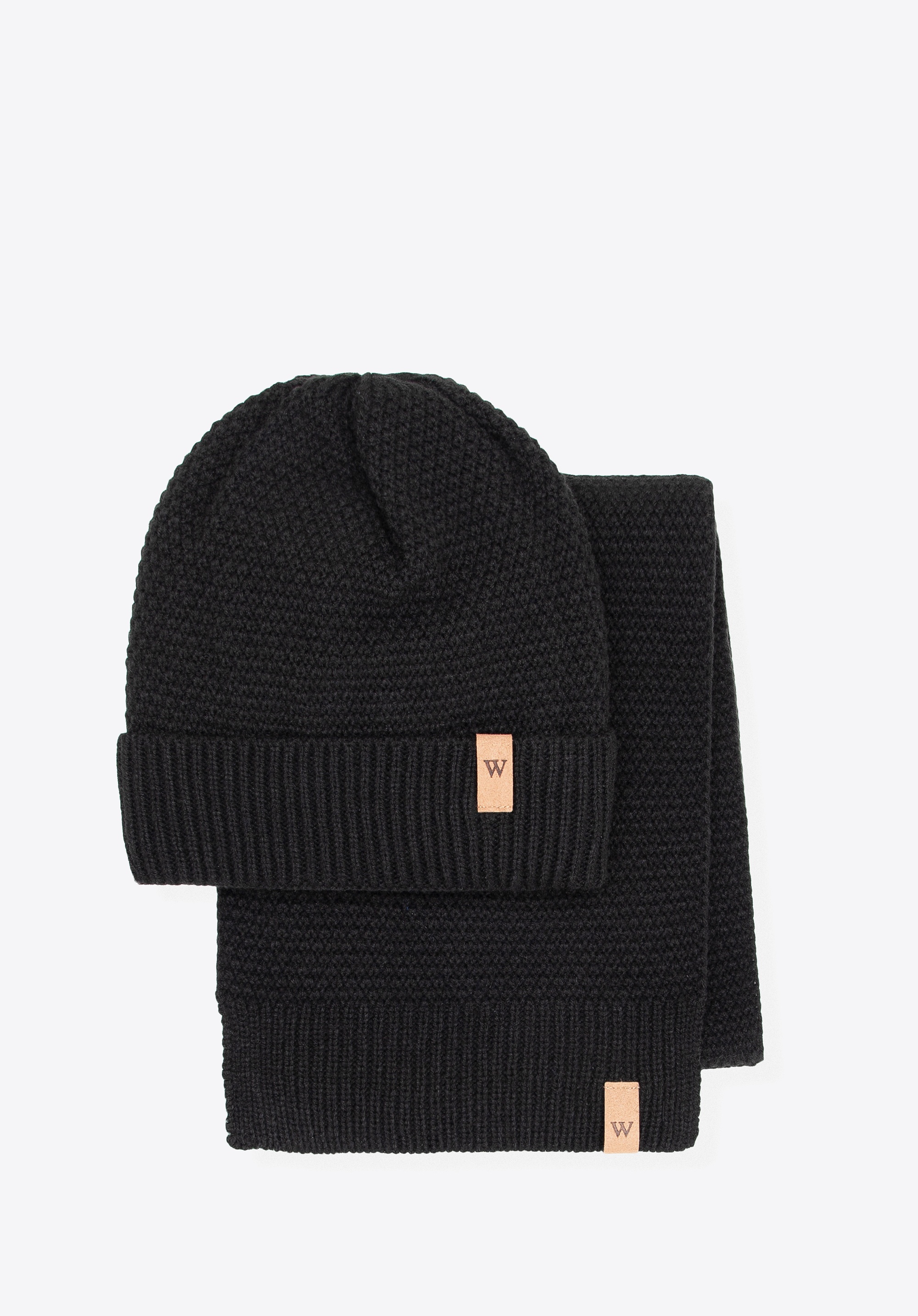 Zestaw zimowy: czapka i szalik o grubym splocie czarny