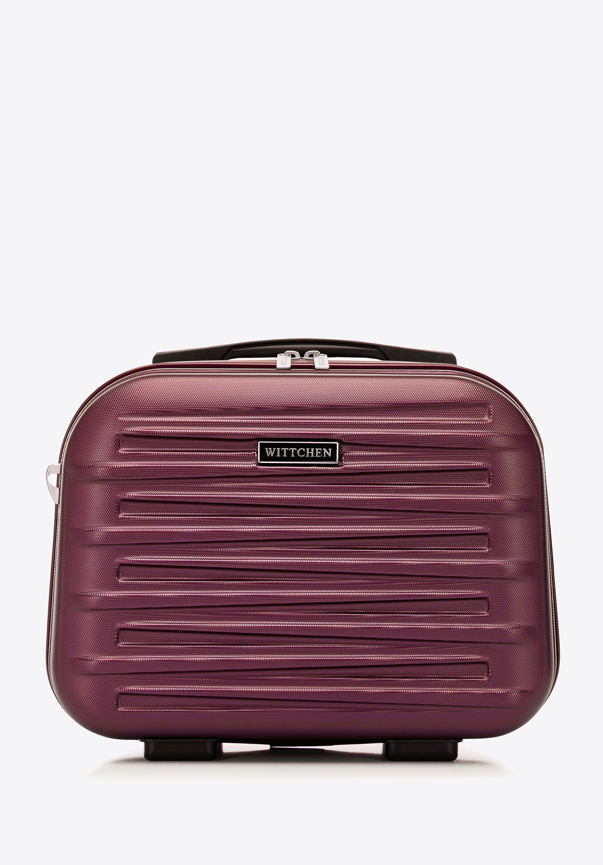 Kosmetyczka z ABS-u w poziome tłoczenie bordowa