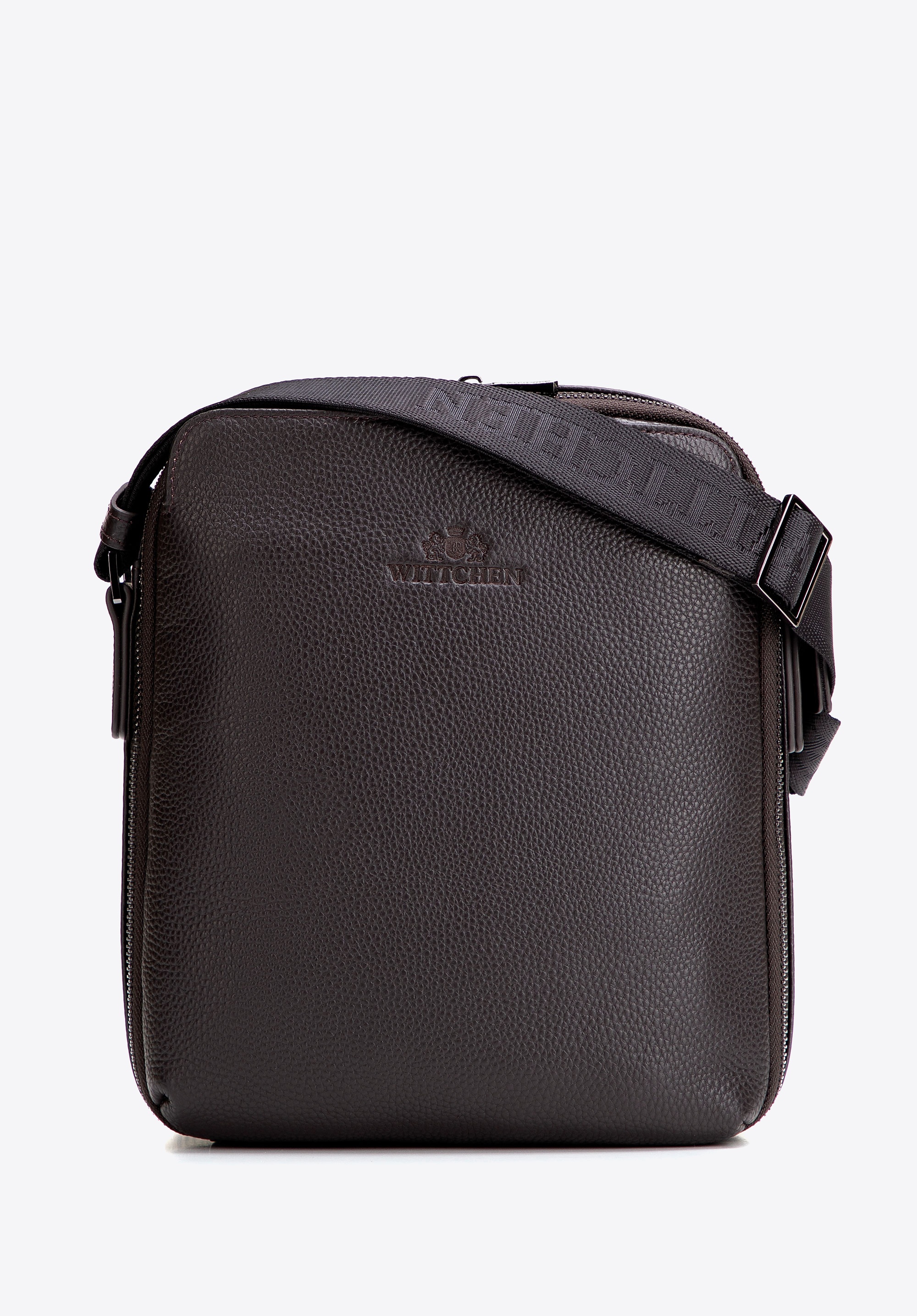 Skórzana listonoszka męska z szerokim otwarciem brązowa