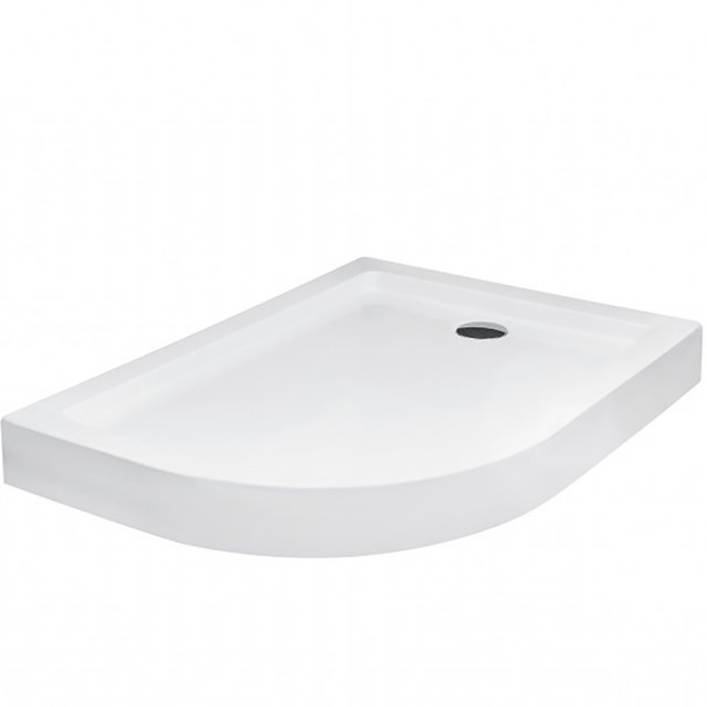 BESCO Brodzik półokrągły SATURN lewy 100x80x15 biały #BAS-100-NL