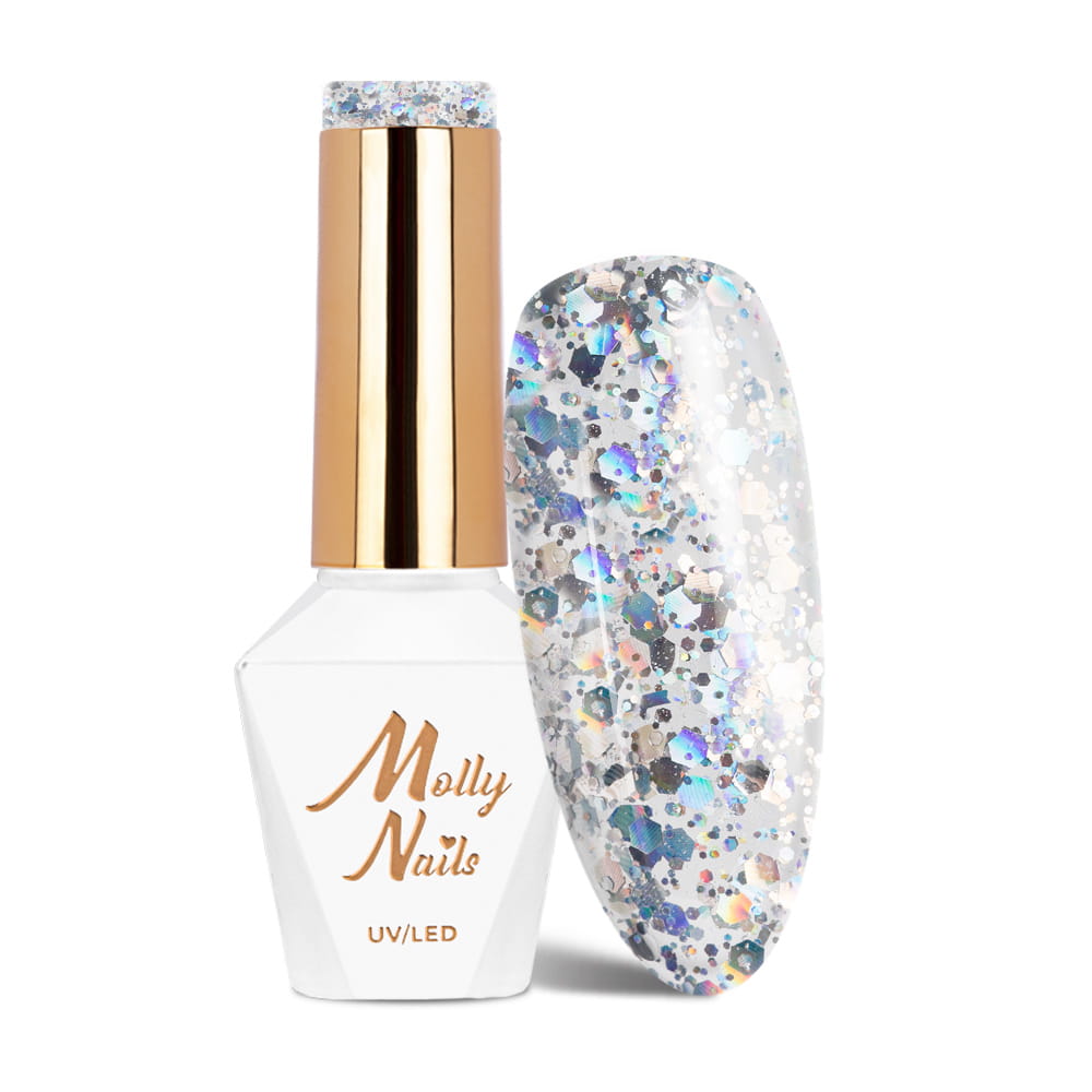 Lakier hybrydowy LED/UV Gel Polish Molly Nails Crushed Diamonds Nr 538 Dreaming in Vegas HEMA/Di-HEMA Free 8g