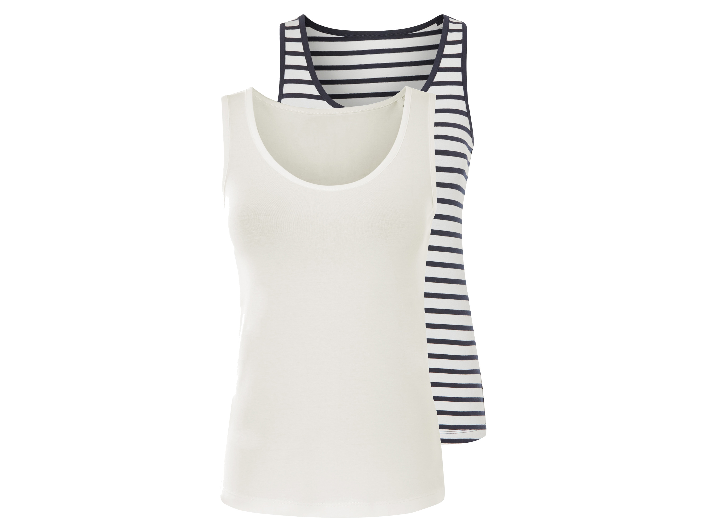 esmara Topy damskie z biobawełną, 2 sztuki Biały, S36/38