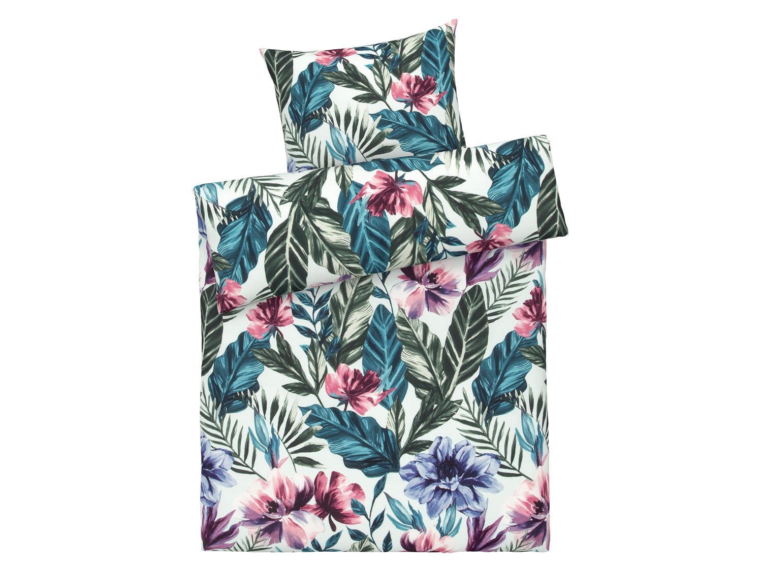 Livarno home Pościel z mikrowłókna satynowego, 140 x 200 cm W kwiaty niebieski/ zielony