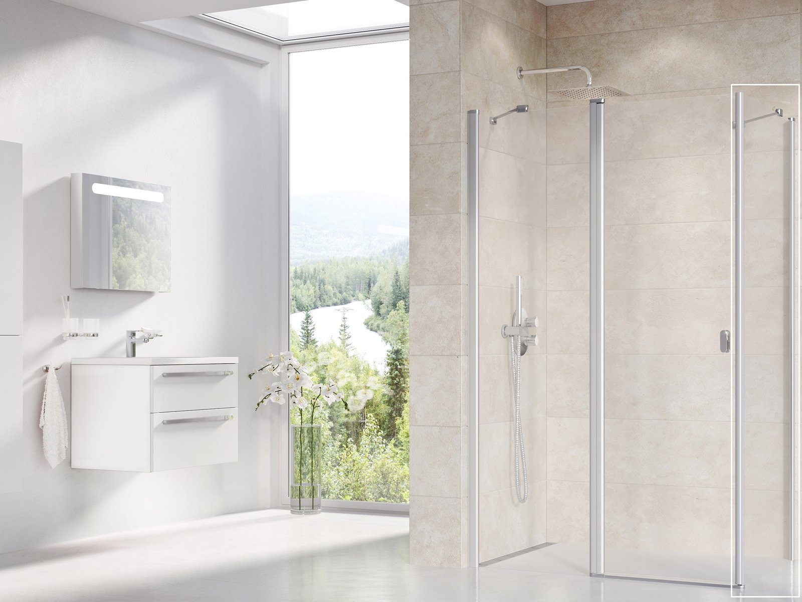 Darmowa Dostawa - Ścianka prysznicowa 100 cm satyna mat/szkło przezroczyste Ravak Chrome 9QVA0U00Z1