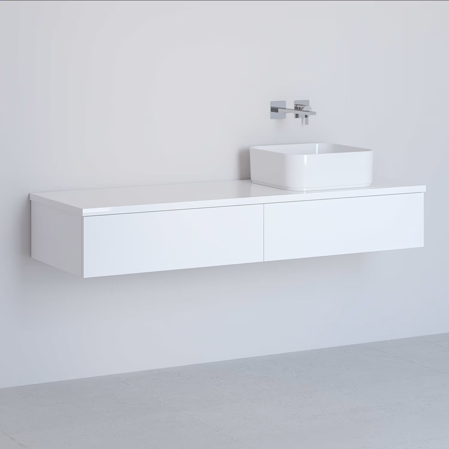 Darmowa Dostawa - Szafka z blatem 141x48.7x23.5 cm podumywalkowa wisząca biała Kronenbach Cube KBWTKOWTL1412WH