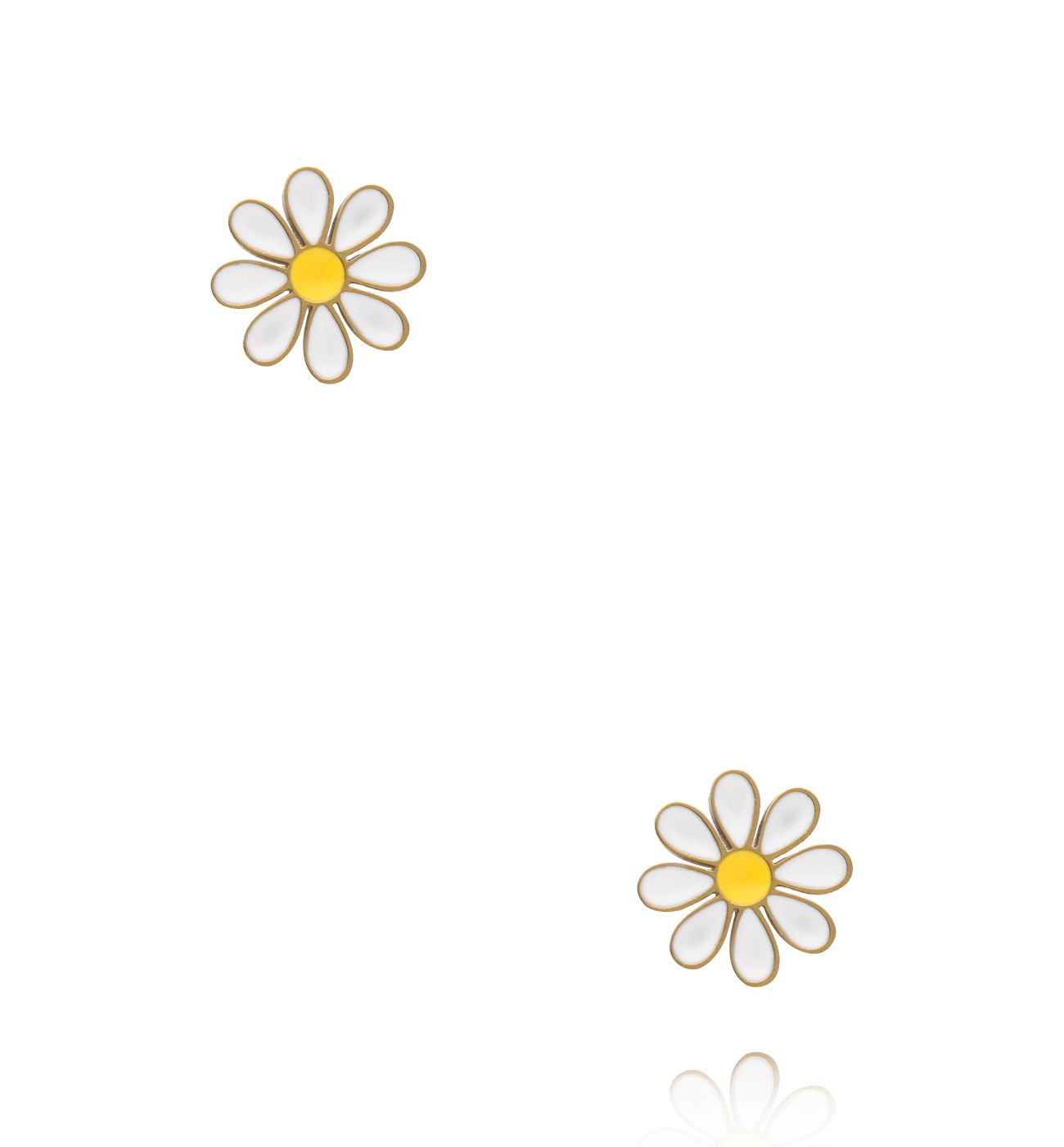 Kolczyki stokrotki z białą emalią KSY0671