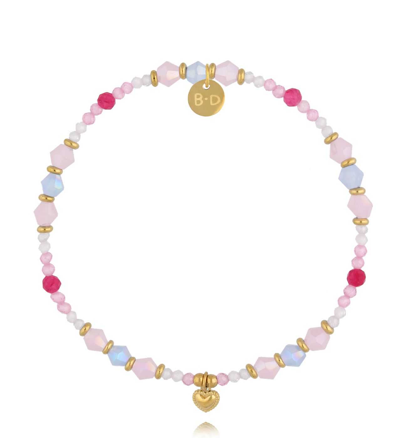 Bransoletka różowa z serduszkiem - By Dziubeka