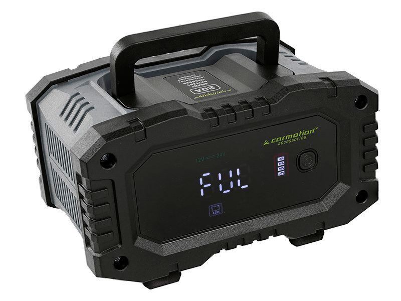 Inteligentny prostownik cyfrowy do akumulatorów, Carmotion, 12V 20A 6 - 300 Ah, 24V 10A, 6 - 150 Ah 1 szt.