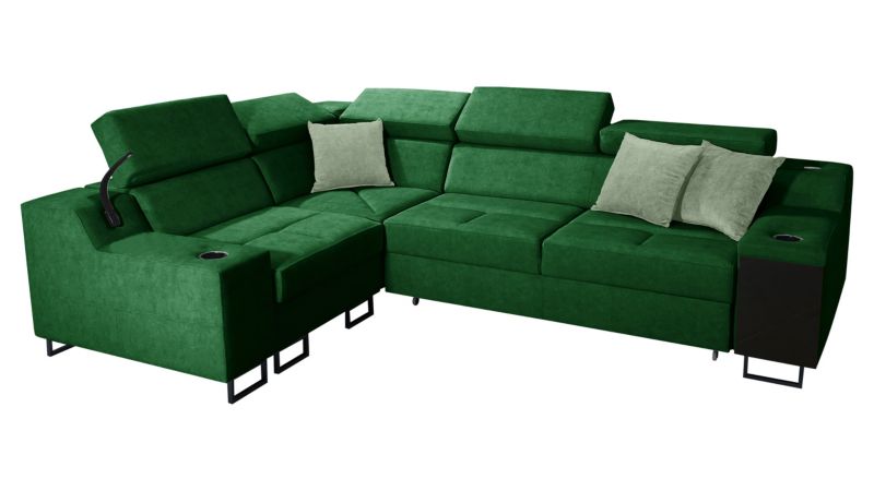 Narożnik z barkiem MIRJAN 24 Alicante II lewy butelkowa zieleń + jasny zielony 1 szt.