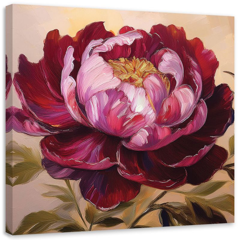 Obraz na płótnie Feeby Kwiat Piownia Czerwony Malowany 50x50cm 1szt