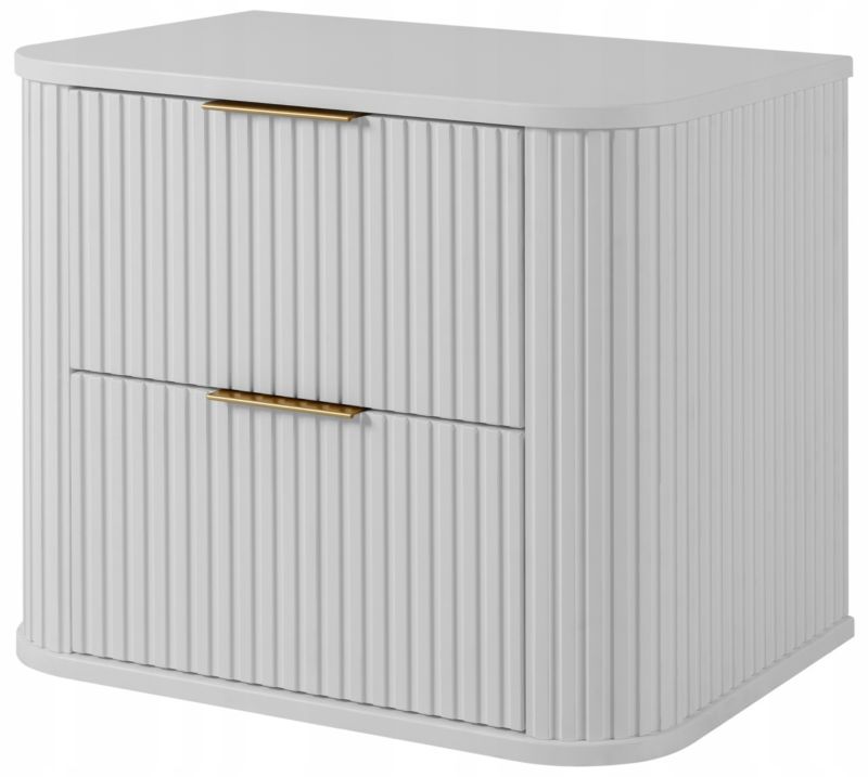 Szafka pod umywalkę Furnidea 60 cm wisząca ryflowana z szufladami biała GLAMOUR 1 szt.