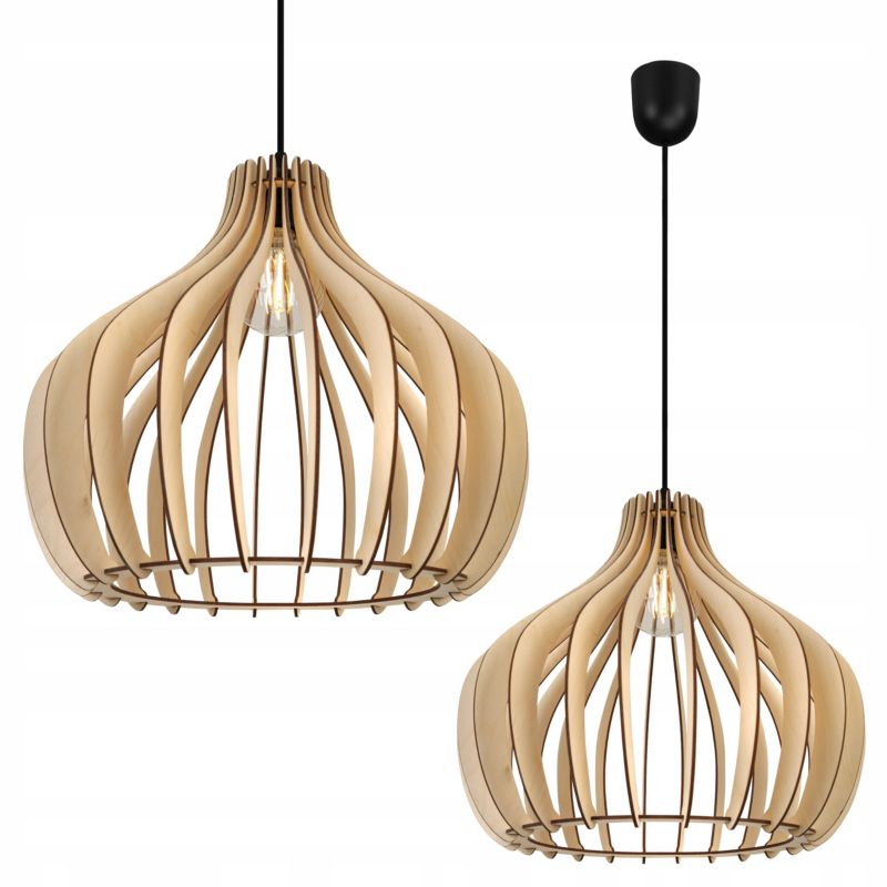 Lampa sufitowe wisząca Light Home LH Timber plastik 1x E27 60W klosz drewno owalna naturalny/czarny 1szt.