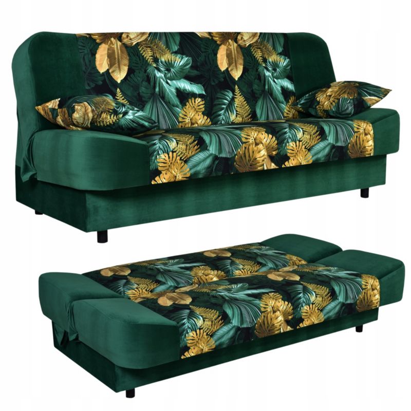 Kanapa do salonu rozkładana Family Meble Sara Print Duo liście 1szt