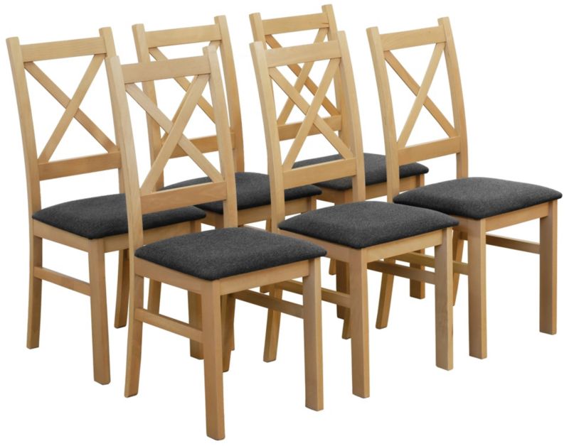 Zestaw Bonni 6x Krzesło tapicerowane do jadalni Dąb Artisan/Grafit 1 kpl.