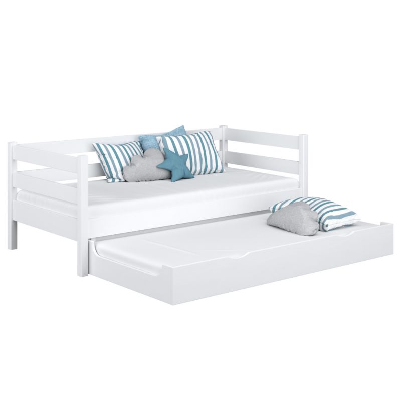 Drewniane łóżko N-WOOD sofa z szufladą na materac N01 biały 100x180 1szt.