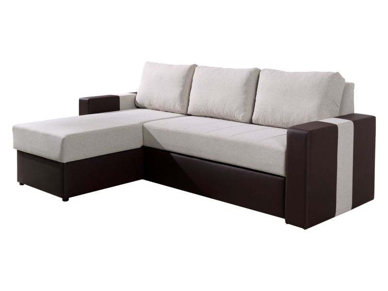 Narożnik z funkcją spania MIRJAN 24 Aden lewy brązowa ekoskóra + jasny beż 1 szt.