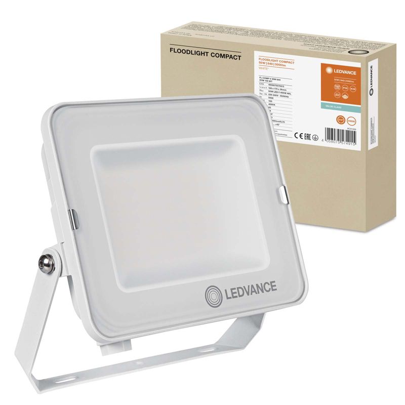 Naświetlacz Floodlight LED Ledvance Reflektor Zewnętrzny Lampa 50W 5000lm 4000K IP65 Biały 1 szt.