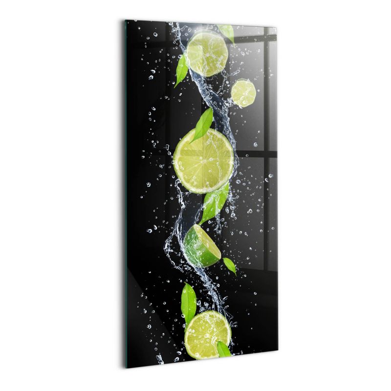 Szklany Obraz Ścienny Wallfluent 50x100 cm Limonki mięta woda 1 szt.
