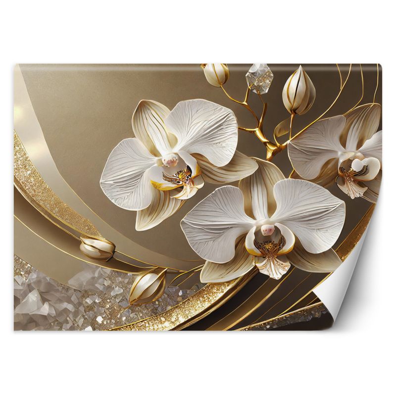 Fototapeta Feeby Złota Orchidea Kwiat 3D 350x245 1 szt