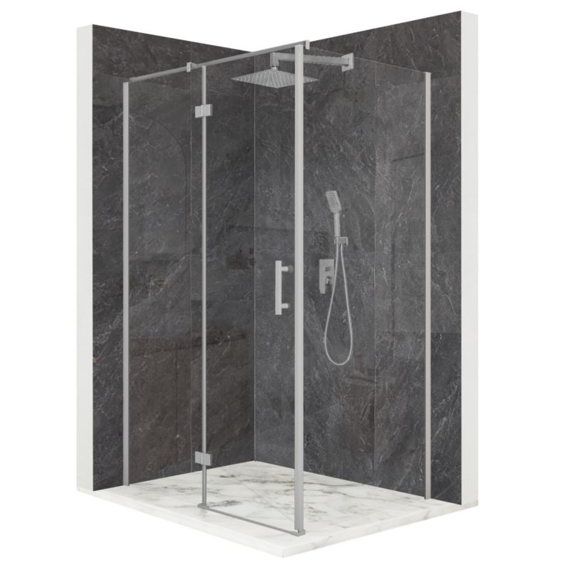 Kabina prysznicowa prostokątna TECHGLOBE uchylna srebrna 110x80 szkło 6mm + powłoka 1 szt.