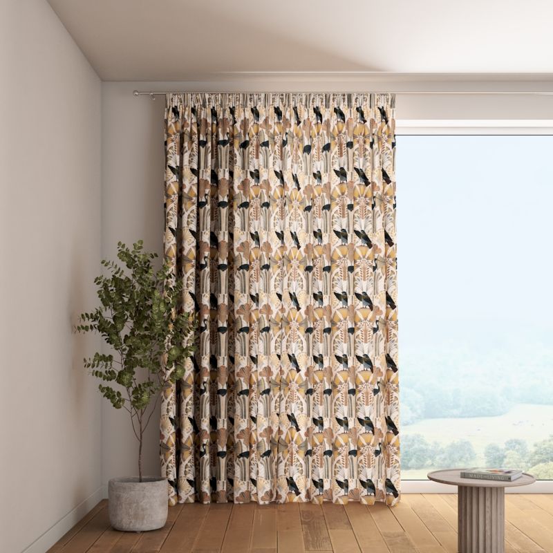 Zasłona na taśmie marszczącej 1 szt. 130 x 245 cm Dekoria abstrakcyjny beżowo-brązowy wzór 1 szt.