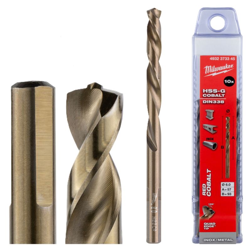Wiertła do metalu Milwaukee HSS-G Cobalt średnica 6 mm długość 93 mm 10szt