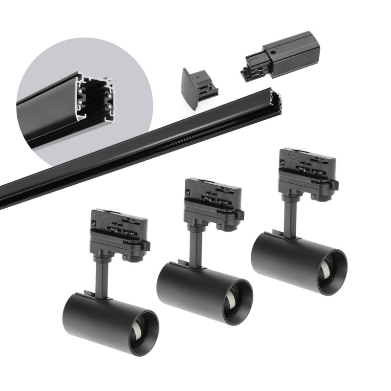 Oświetlenie szynowe 3 fazowe szyna 1m, 3x Lampa 1kpl.