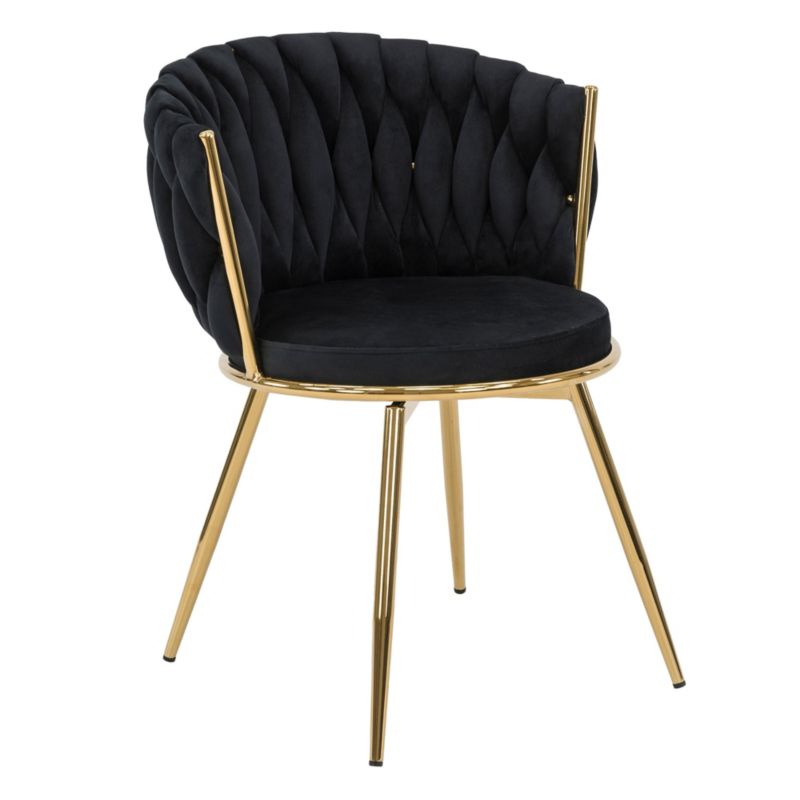 Krzesło obrotowe MebleMWM DC-3027 welur czarny nogi złote 1 szt.