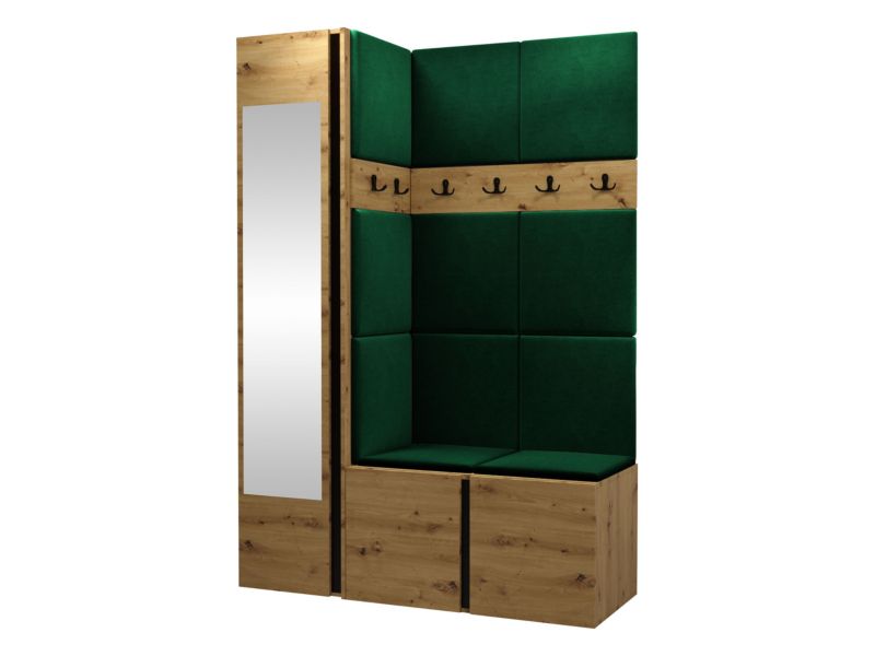 Garderoba MIRJAN 24 Orion X dąb artisan/czarny + butelkowa zieleń 1 kpl.