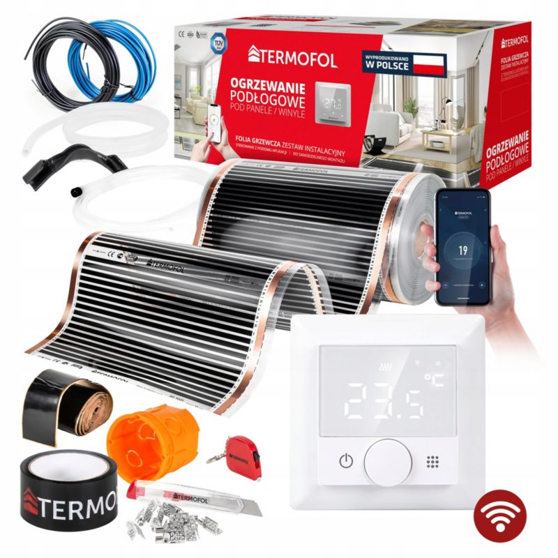 ZESTAW Folia Grzewcza TERMOFOL na podczerwień moc 80W 50cm pow. 28m² + TF-H5 WIFI 1kpl