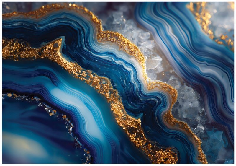 Fototapeta WALLARENA Do Sypialni Salonu Na Flizelinie Marmur Glamour Abstrakcja Niebieski 300x210 cm 16266VX6 1 szt.