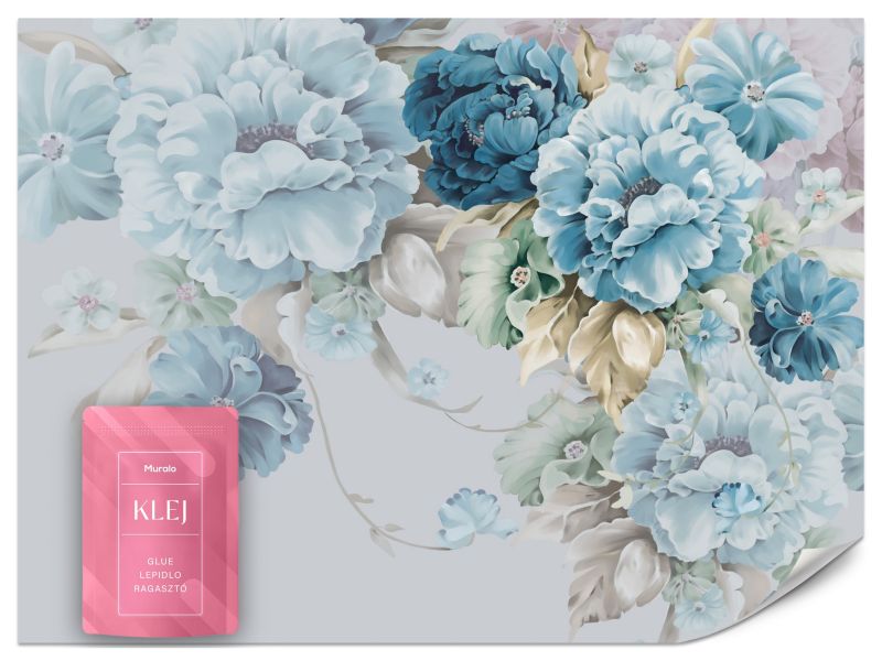 Fototapeta Muralo Niebieskie Peonie Natura Kwiaty Nowoczesna Ozdoba Sypialni 300x210 cm 1szt.