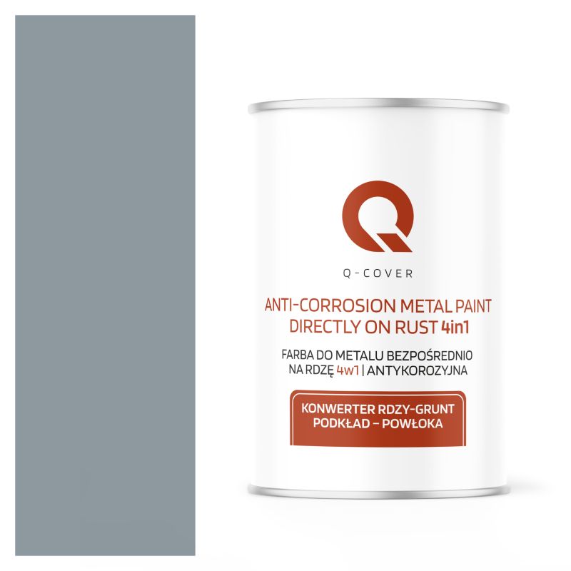 Farba do Metalu Prosto na Rdzę 4w1 Q-Cover Szaro-błękitny RAL7001 Mat 1L