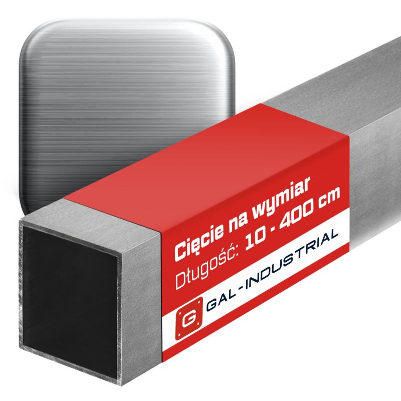 Profil aluminiowy SZCZOTKOWANY GAL-INDUSTRIAL 35x35x2mm 220 cm Rura kwadratowa Na wymiar 1 szt.