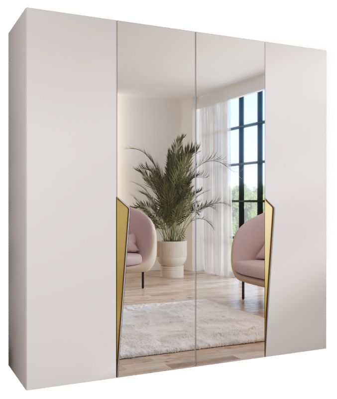 Szafa uchylna z lustrem otwierana Abiks PIANO 2 200 wys 202 cm Biały + Złoty 1 szt