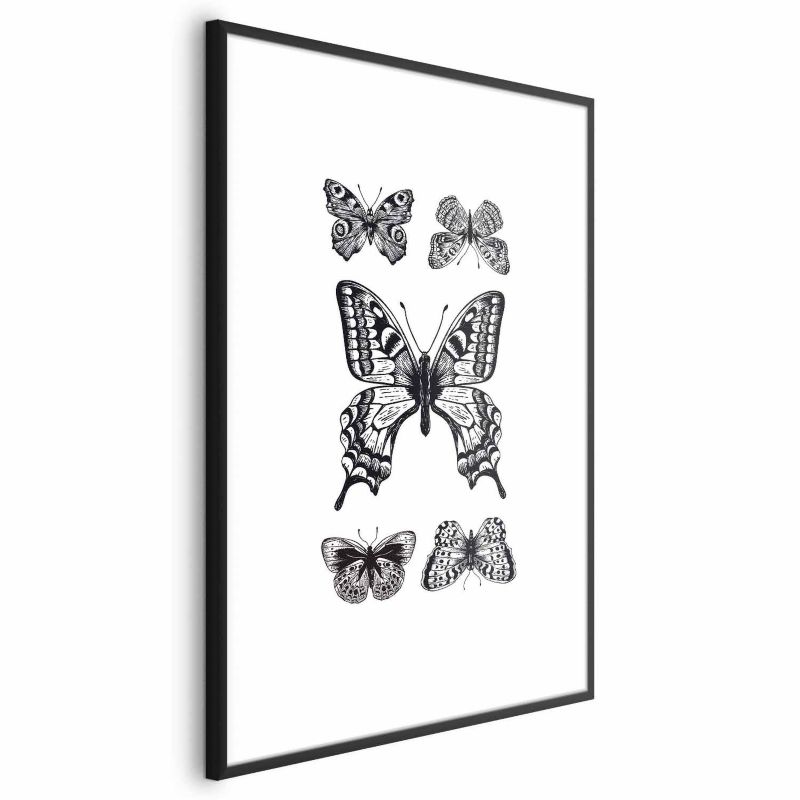 Plakat Artgeist Pięć motyli 40x60 cm z ramą czarną 1 szt