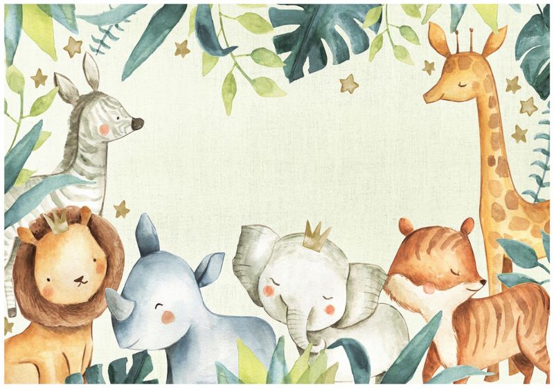 Fototapeta WALLARENA Dla Dzieci Na Flizelinie Zwierzęta Liście Dżungla Zielony 312x219 cm 16024VEXXL 1 szt.