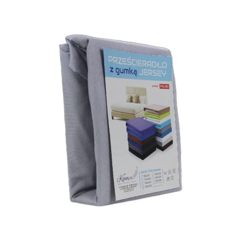 Prześcieradło z gumką Jersey VIP KAM-POL jasny szary 100x210cm 1 szt.