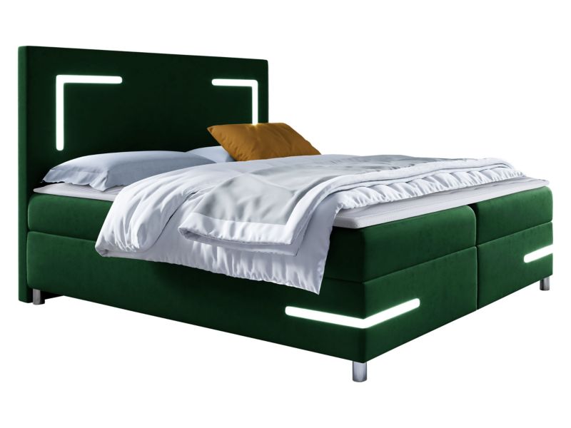 Łóżko kontynentalne MIRJAN 24 Delos LED 200x200 wojskowa zieleń 1 szt.