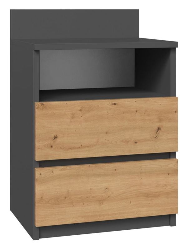 Szafka Nocna Topeshop Malwa M1 Antracyt / Dąb Artisan Z 2 Szufladami 32x40x59 cm 1 szt.