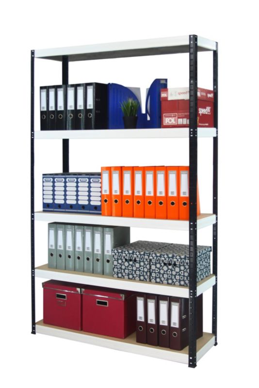 Regał metalowy MODO24 magazynowy czarno-biały helios 213x150x35cm 5 półek po 175 kg 1 szt.