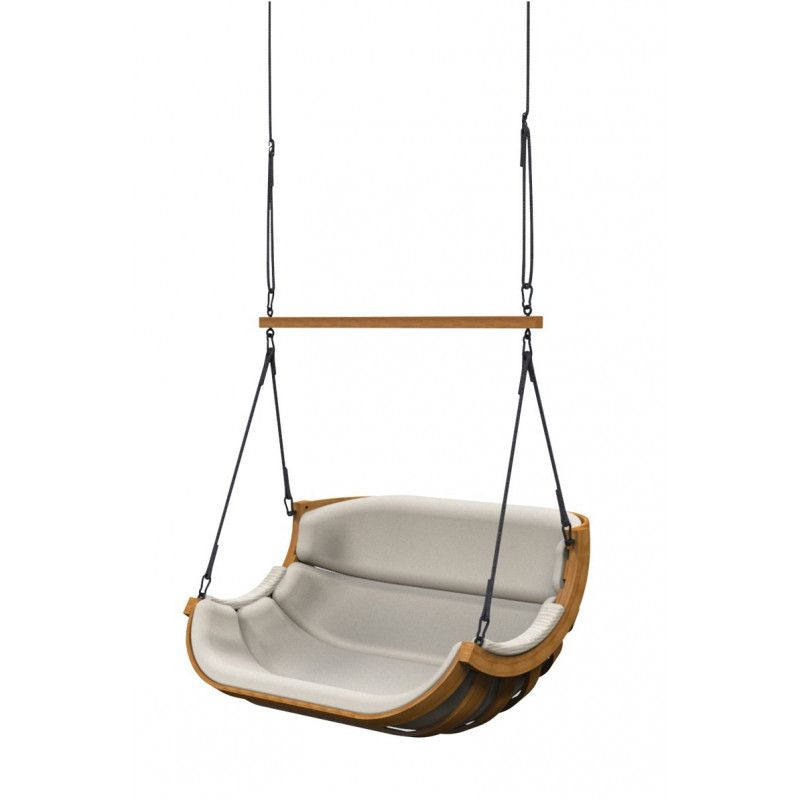 Fotel ogrodowy Alpha 4iQ Group podwieszany z poprzeczką podwójny beżowy 1szt.