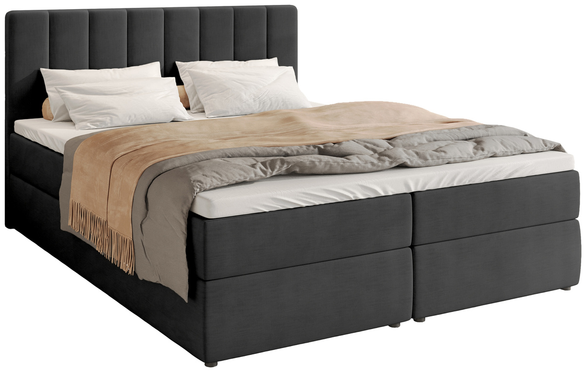 Łóżko kontynentalne 140x200 cm z pojemnikiem DENVER czarne