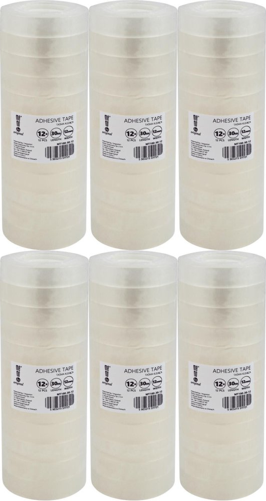 6x Taśma klejąca MemoBe 12mmx30m, 12 sztuk, przezroczysty