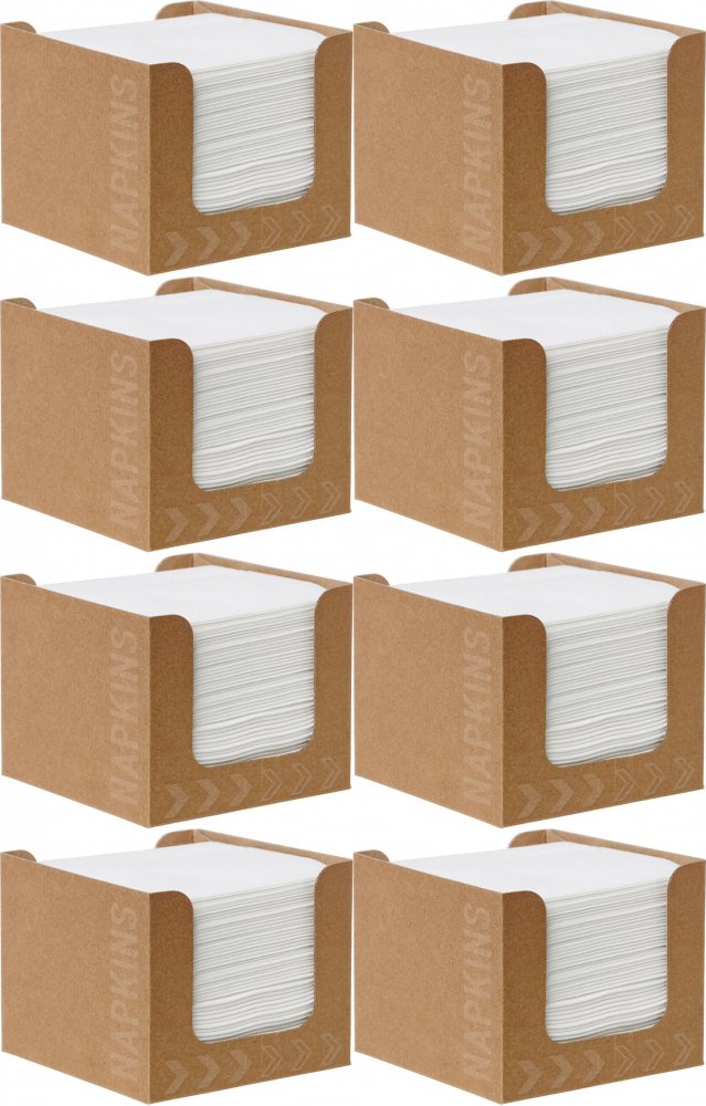 8x Dyspenser z serwetkami Duni Dunisoft, 20x20cm, 50 sztuk, brązowy