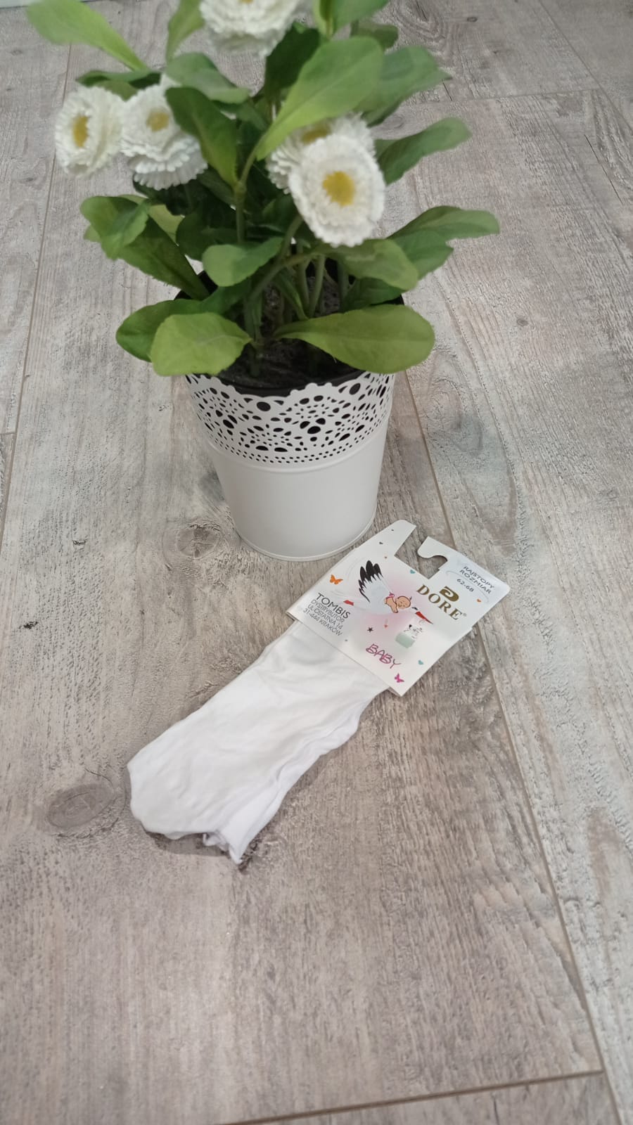 Rajstopy białe do chrztu dziewczęce