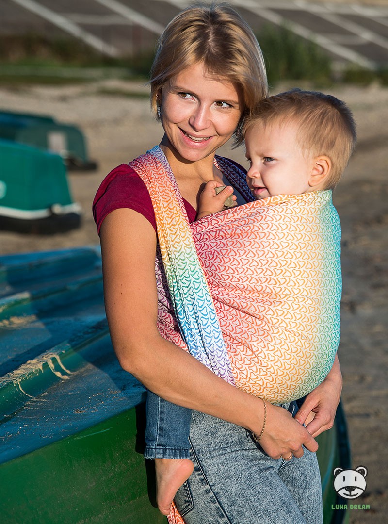 Chusta do noszenia dzieci LITTLE HEARTS RAINBOW - 100% Bawełna, splot żakardowy