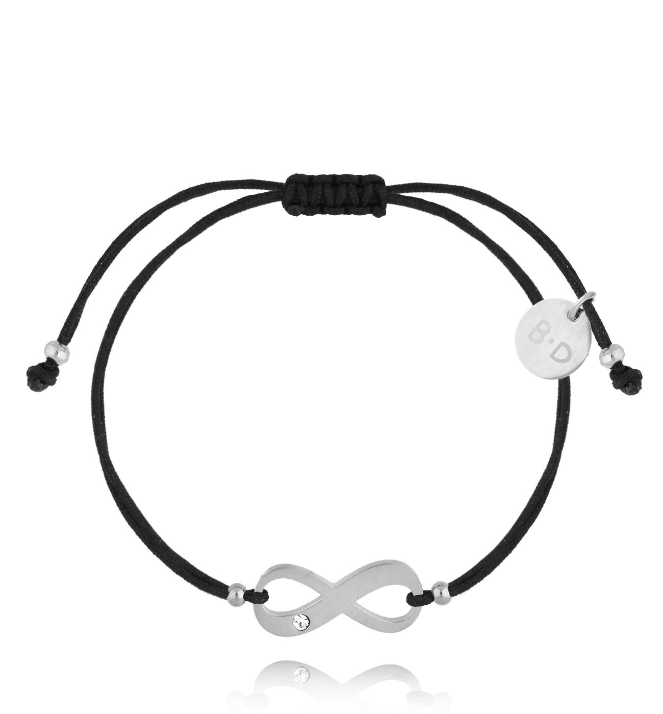 Bransoletka czarna ze srebrną nieskończonością Infinity BGL0849 - By Dziubeka
