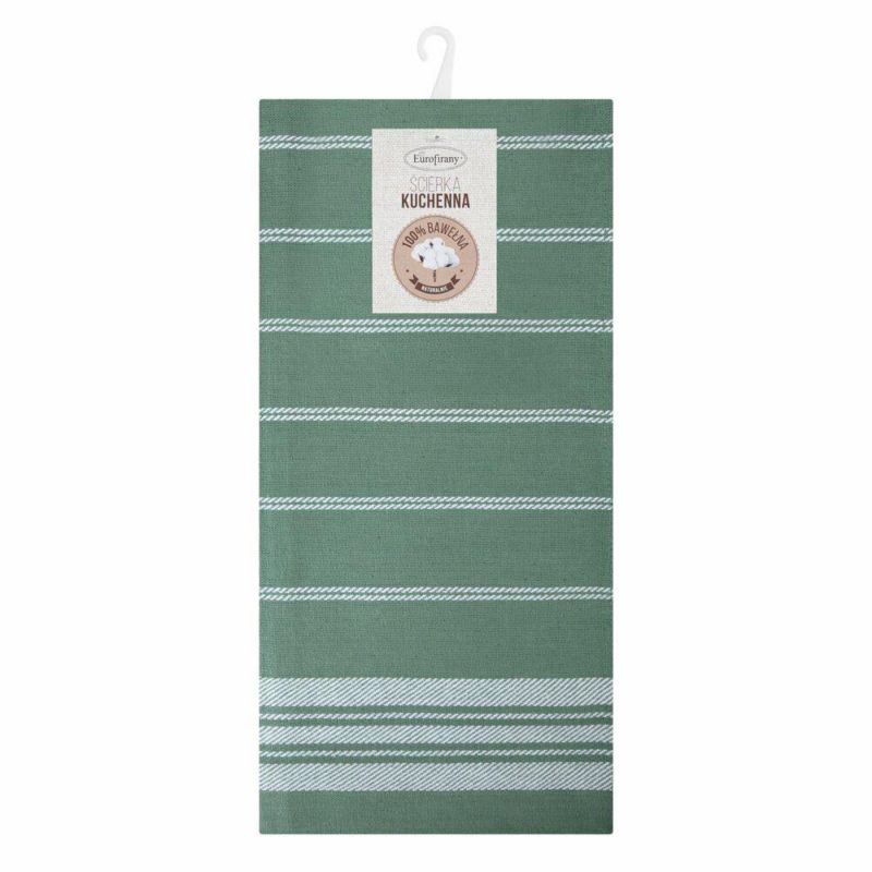 Komplet 2 ścierek RUBI Eurofirany 50 x 70 cm bawełniane zielone pasy 1 kpl
