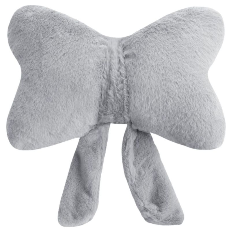 Poduszka dekoracyjna WIOSNA/135 Eurofirany kokarda srebrna ozdobna 37x30 cm do salonu 1 szt.